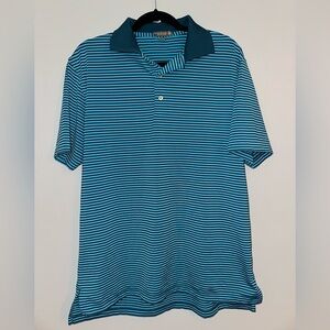 Peter Millar Summer Comfort Competition Stripe Stretch Jersey Polo Men's L Blue